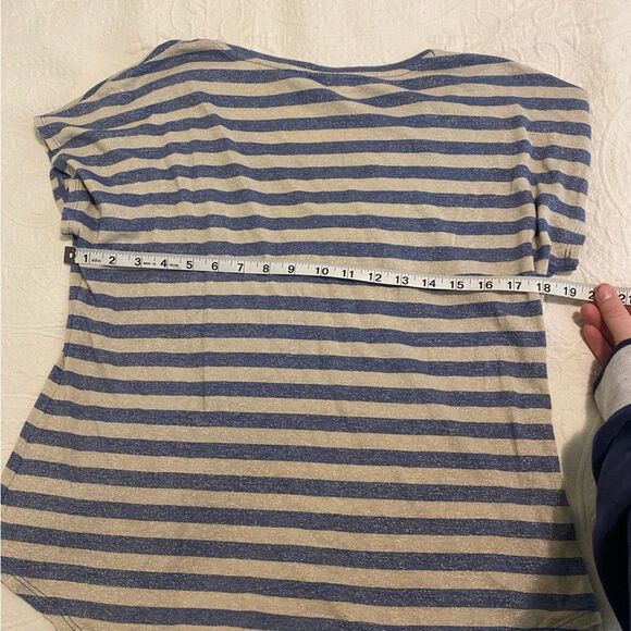 Chico’s size 2/Medium Striped Metallic Cotton Modal Blend Short Sleeve Shirt - Picture 5 of 8